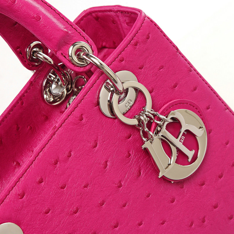 jumbo lady dior ostrich leather D053 rose red